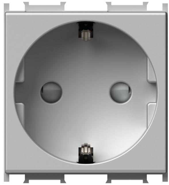TEM VM10ES, Typ F, 2P+E, Silber, 250 V, 16 A, 1 Stück(e)Steckdose schuko+KS 2P+E 16A 250V~ 2M