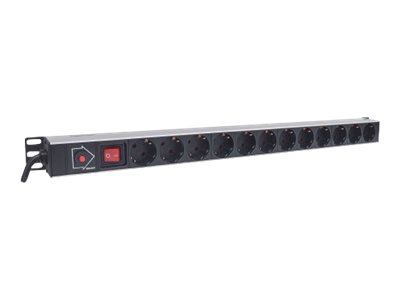 Intellinet Vertical Rackmount 12-Way Power Strip - German Type, With On/Off Switch and Overload Protection, 1.6m Power Cord - Steckdosenleiste (Rack - einbaufähig)Wechselstrom 250 V - Eingabe - Eingan
