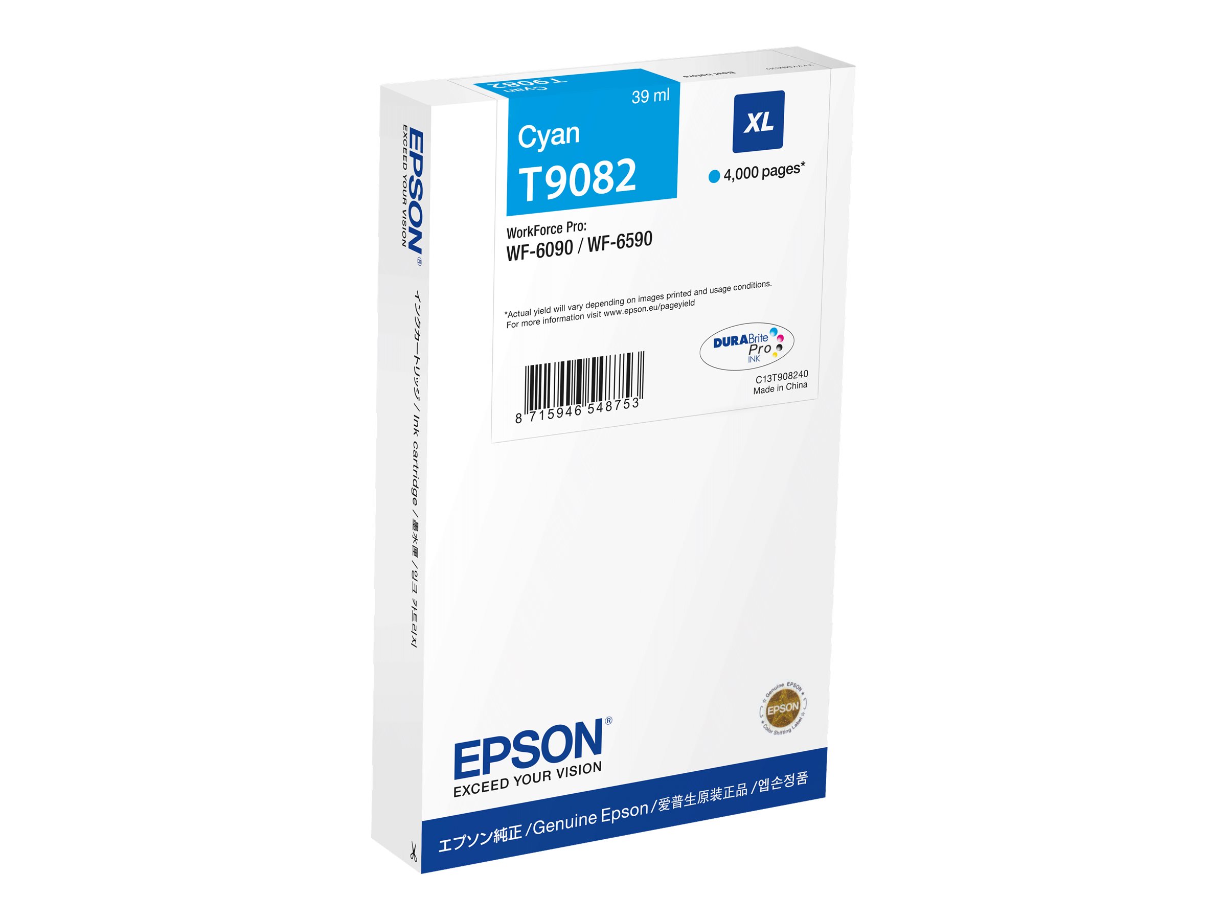 Epson T9082 - 39 ml - Größe XL - Cyan - originalTintenpatrone