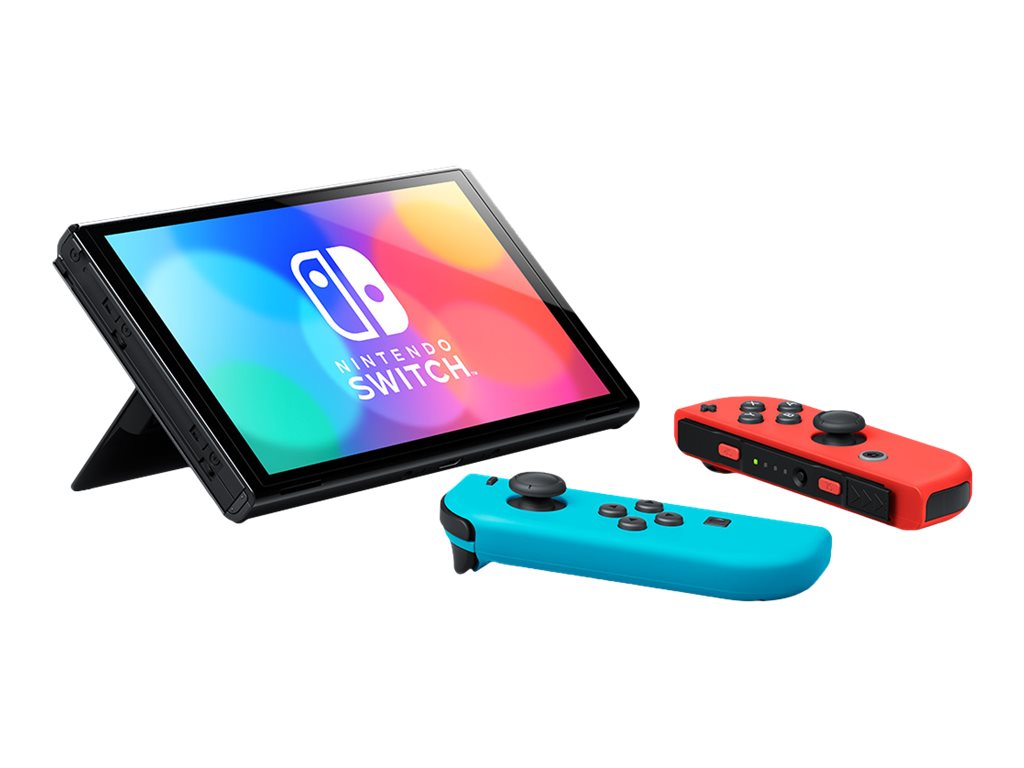 Nintendo Switch OLED - Spielkonsole - 1080p (Full HD)Schwarz - Neonrot - Neonblau