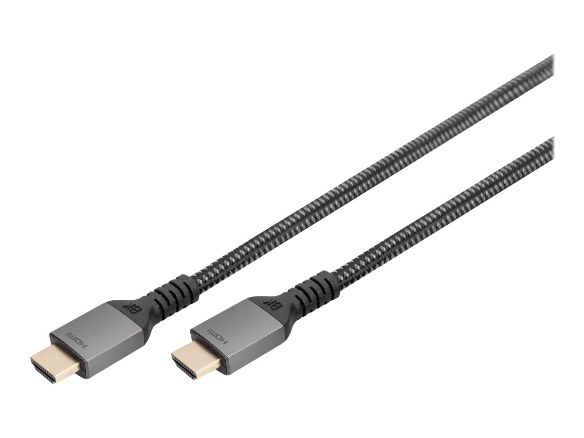 DIGITUS 8K HDMI Ultra High Speed AnschlusskabelHDMI Ultra Premium High Speed Verbindungskabel - A St/St - 2.0m - Alu Gehäuse - UHD - 8K@60Hz - gold - sw