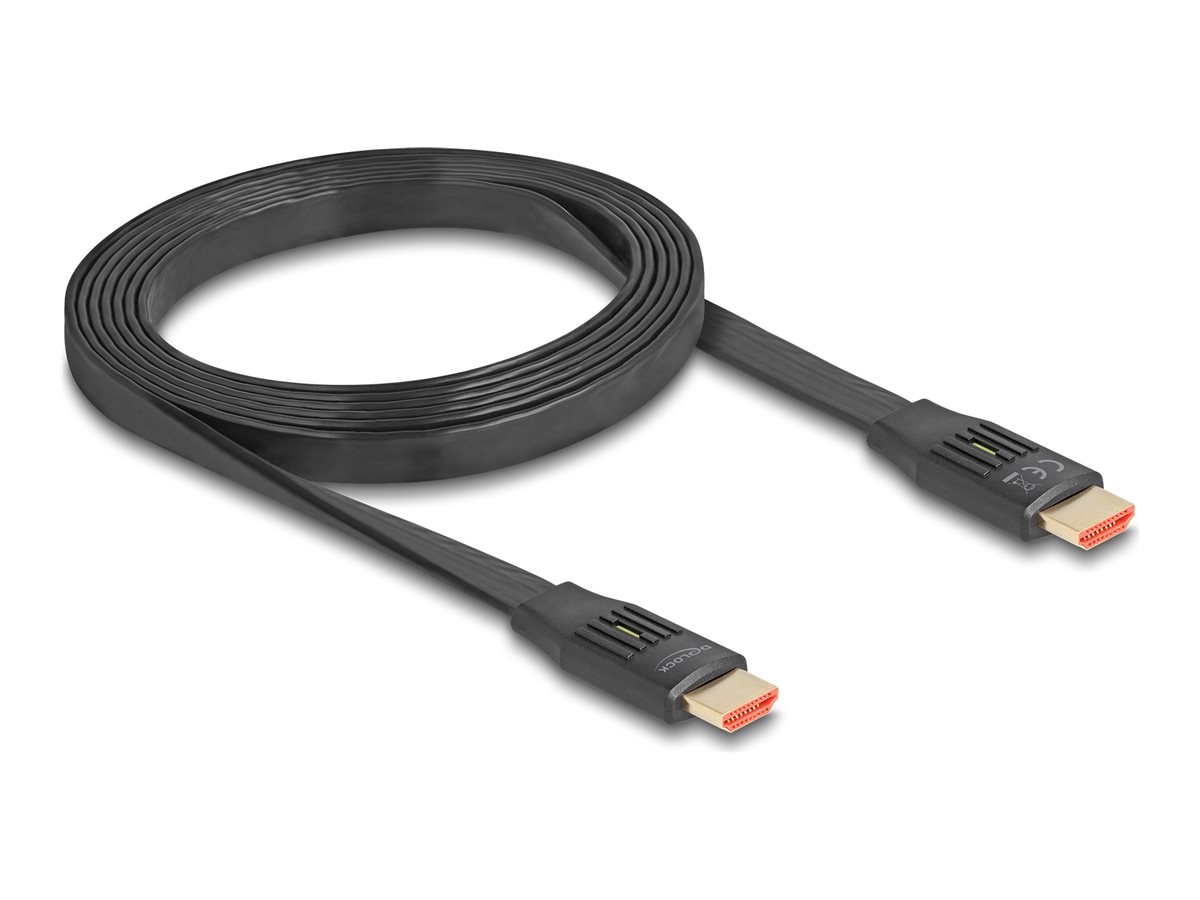 Delock Hohe Geschwindigkeit - HDMI-Kabel mit Ethernet - HDMI männlich zu HDMI männlich - 2 m - Schwarz - 8K60Hz (7680 x 4320)Unterstützung - bis zu 48 Gbps Datenübertragungsrate - flaches Kabel