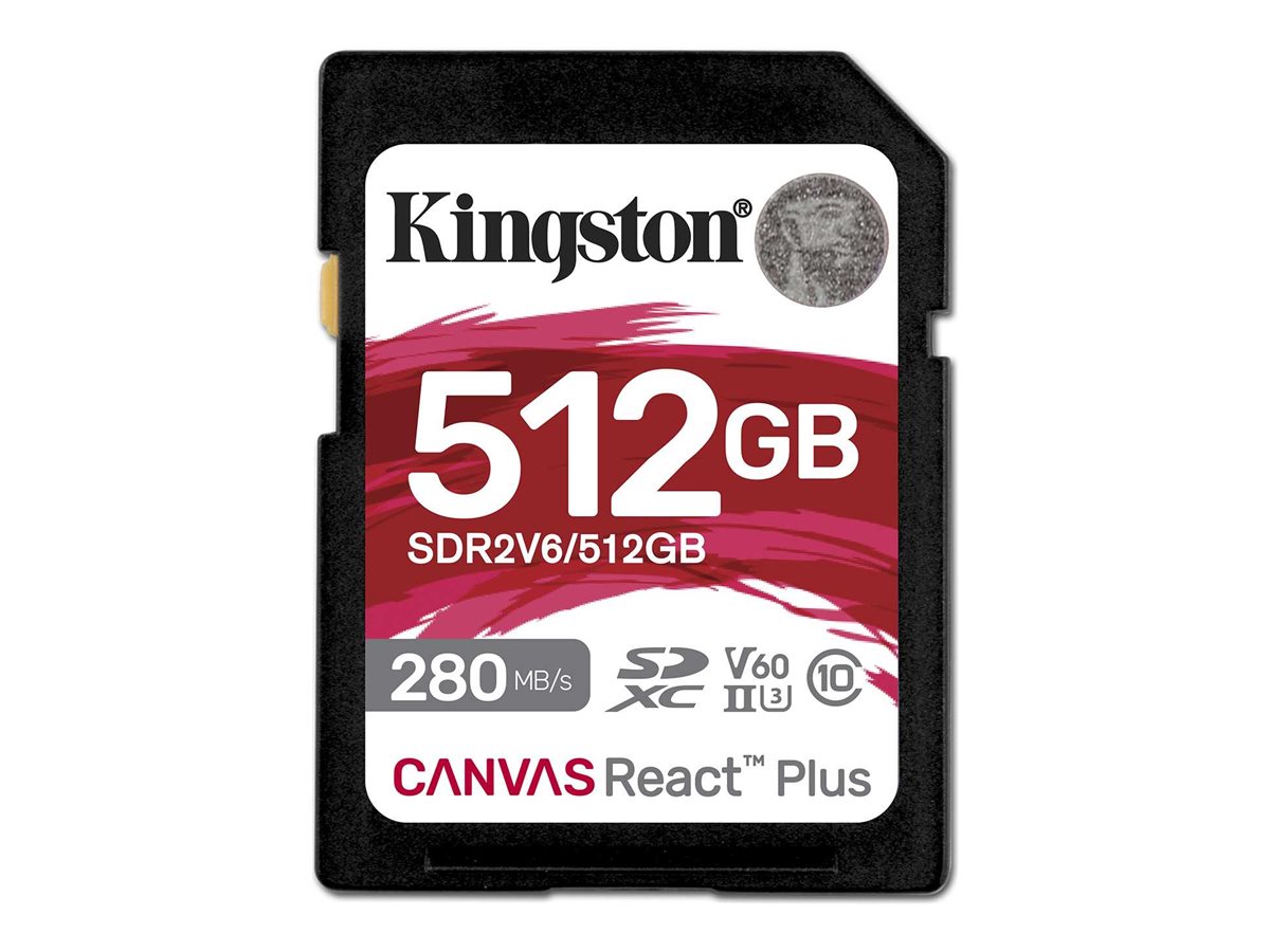 Kingston Canvas React Plus - Flash-Speicherkarte512 GB - Video Class V60 / UHS-II U3 / Class10 - SDXC UHS-II