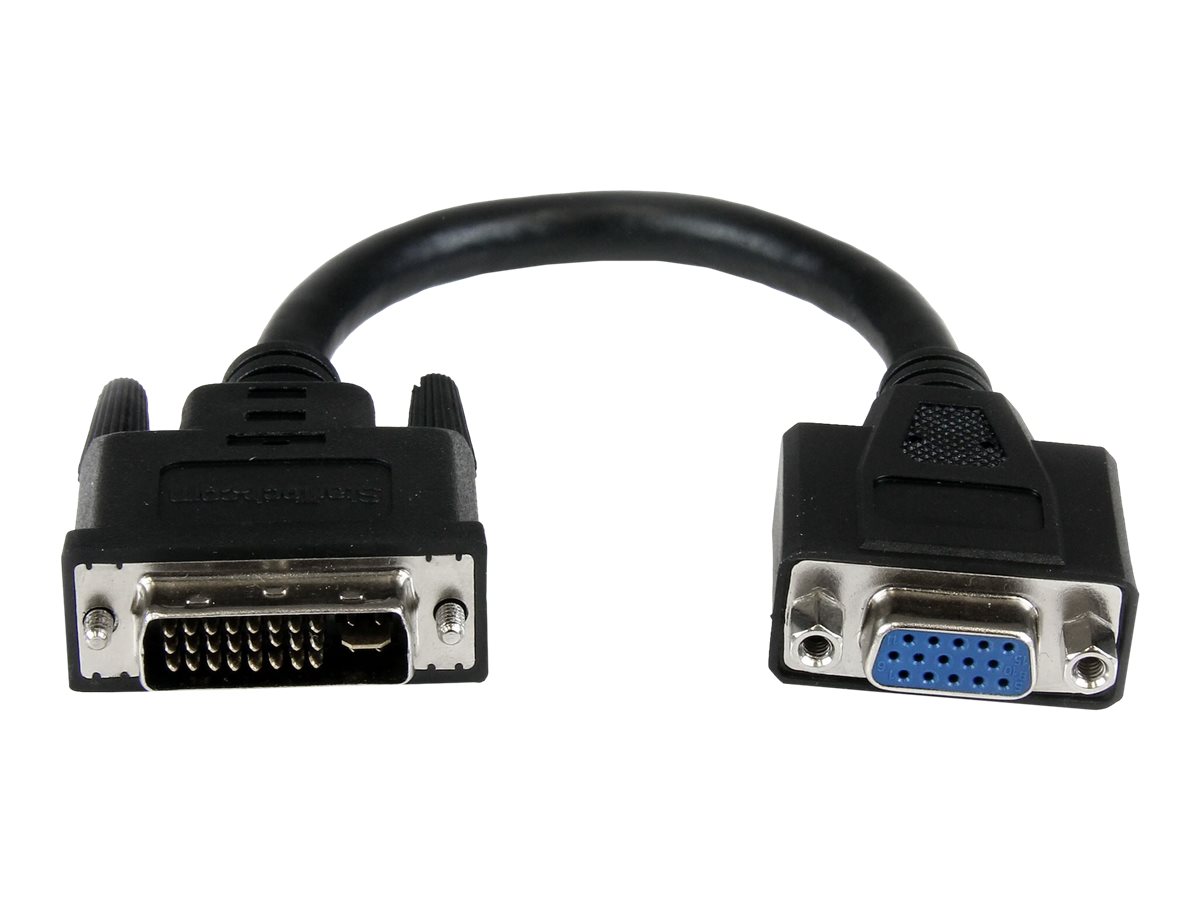 StarTech.com VGA auf DVI Monitor Adapter 20cm - VGA (15 pin)(Buchse) DVI-I (29 pin) (Stecker) Kabel - VGA/ DVI Dongle - VGA-Adapter - DVI-I (M) zu HD-15 (VGA) (W) - 20 cm - Daumenschrauben - Schwarz