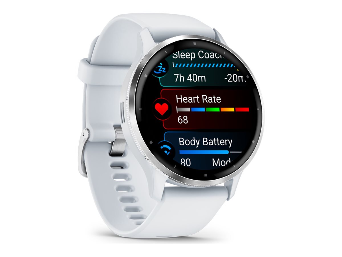 Garmin Venu 3 - 45 mm - verstärktes Polymer Whitestone - intelligente Uhr mit Band - Silikon - Handgelenkgröße: 135-200 mm - Anzeige 3.54 cm (1.4")8 GB - Bluetooth - ANT+ - Wi-Fi - 30 g