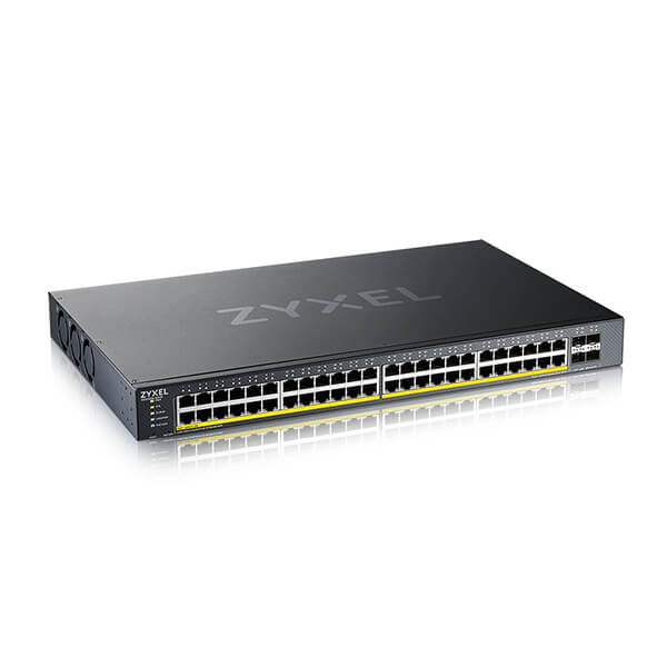 ZyXEL XGS1935 Series XGS1935-52HP - Switch - verwaltet - L3 Lite - Smart - 48 x 10/100/1000 (PoE)+ 4 x 10 Gigabit SFP+ (Uplink) - an Rack montierbar - PoE+ (375 W) - für Zyxel DAC10G-1M v2 - DAC10G-3M