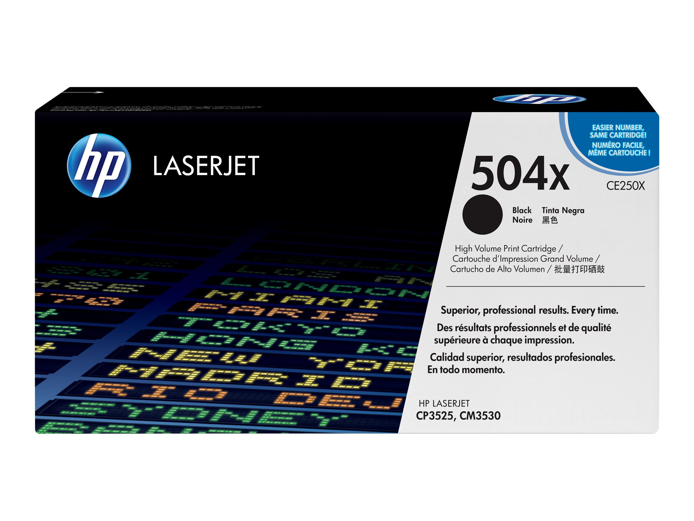 HP 504X - Hohe Ergiebigkeit - Schwarz - original - LaserJet - Tonerpatrone (CE250X)für Color LaserJet CM3530 MFP - CM3530fs MFP - CP3525 - CP3525dn - CP3525n - CP3525x