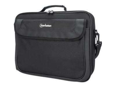 Manhattan Cambridge Laptop Bag 15.6", Clamshell Design, Black, LOW COST, Accessories Pocket, Document Compartment on Back, Shoulder Strap (removable)Equivalent to Targus TAR300 - Notebook Case -  - No