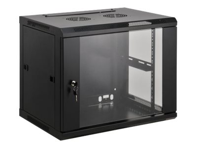 Intellinet Network Cabinet, Wall Mount (Standard), 6U, Usable Depth 500mm/Width 540mm, Black, Assembled, Max 60kg, Metal & Glass Door, Back Panel, Removeable Sides,Suitable also for use on desk or flo