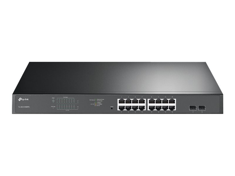 TP-LINK JetStream TL-SG1218MPE - Switch - Smart - 16 x 10/100/1000 (PoE+)+ 2 x Gigabit SFP - an Rack montierbar - PoE+ (192 W) - AC 100 - 240 V
