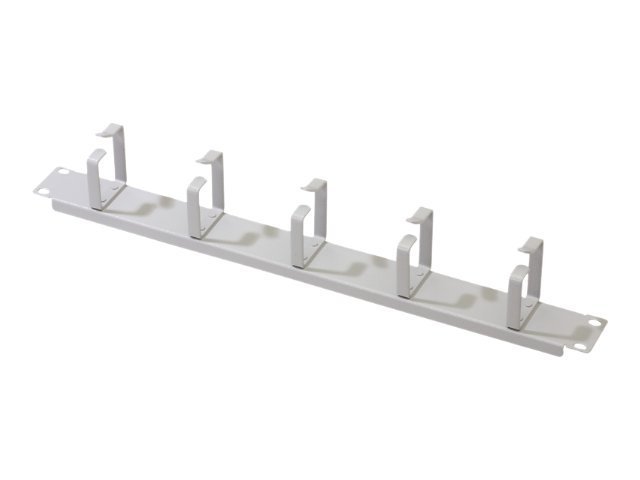 DIGITUS Kabelrangierpanel mit Kabelführungsbügeln für 483 mm (19")-Schränke, 1HE1HE Kabelrangierpanel 5x Kabelringe 40x60 mm - Farbe grau (RAL 7035)