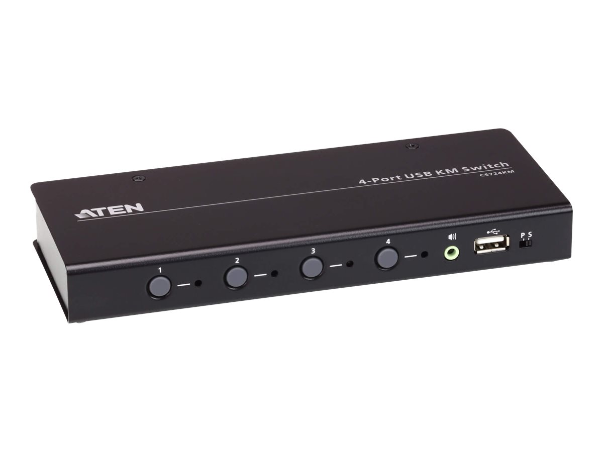 ATEN 4-Port USB Boundless KM Switch (Kabel enthalten), Schwarz4-Port USB Boundless KM Switch (Kabel enthalten)