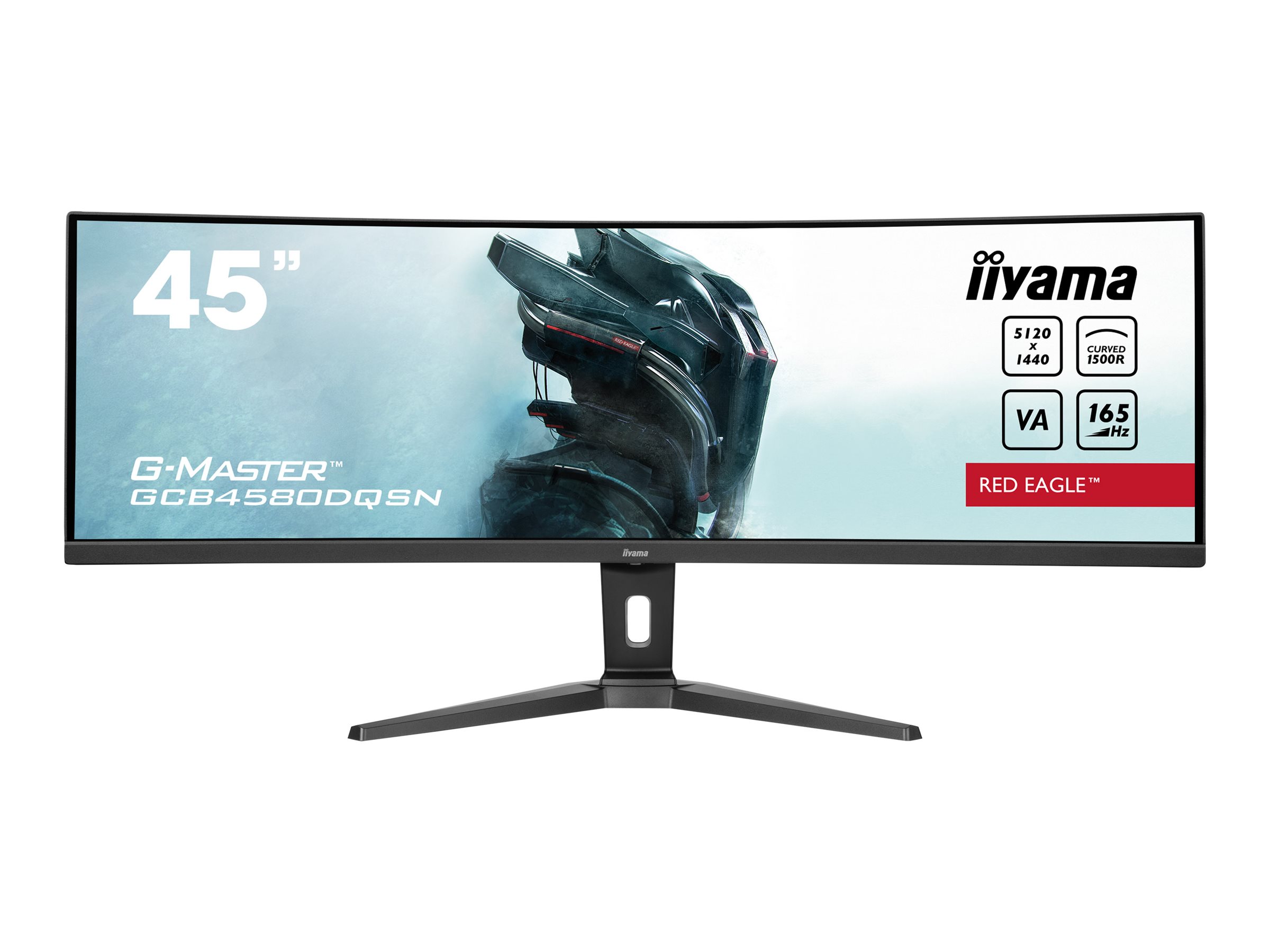 Iiyama G-MASTER Red Eagle GCB4580DQSN-B1 - LED-Monitor - Gaming - gebogen - 113 cm (44.5")5120 x 1440 Dual Quad HD @ 165 Hz - VA - 450 cd/m² - 3000:1 - 0.8 ms - 2xHDMI - DisplayPort - 2xUSB-C - Lautsp