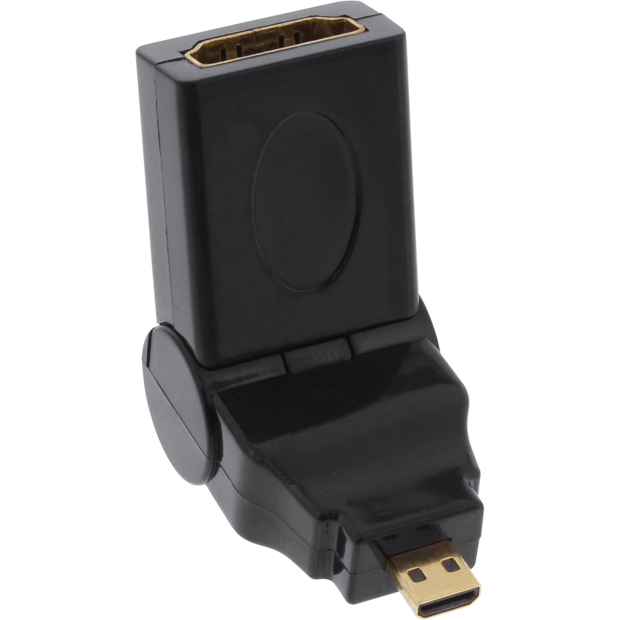 InLine HDMI Adapter - HDMI A Buchse auf Micro HDMI D Stecker - flexibel - 4K2KD männlich zu HDMI weiblich - Schwarz - 180° drehbarer Stecker