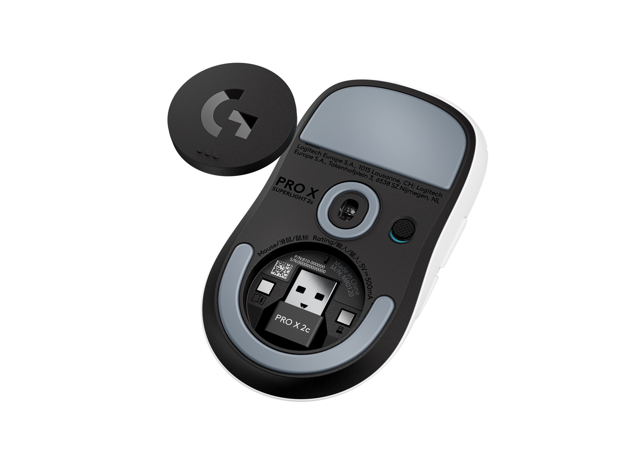 Logitech G PRO X SUPERLIGHT 2C - Maus - 5 Tastenkabellos - kabelgebunden - 2.4 GHz - USB - weiß