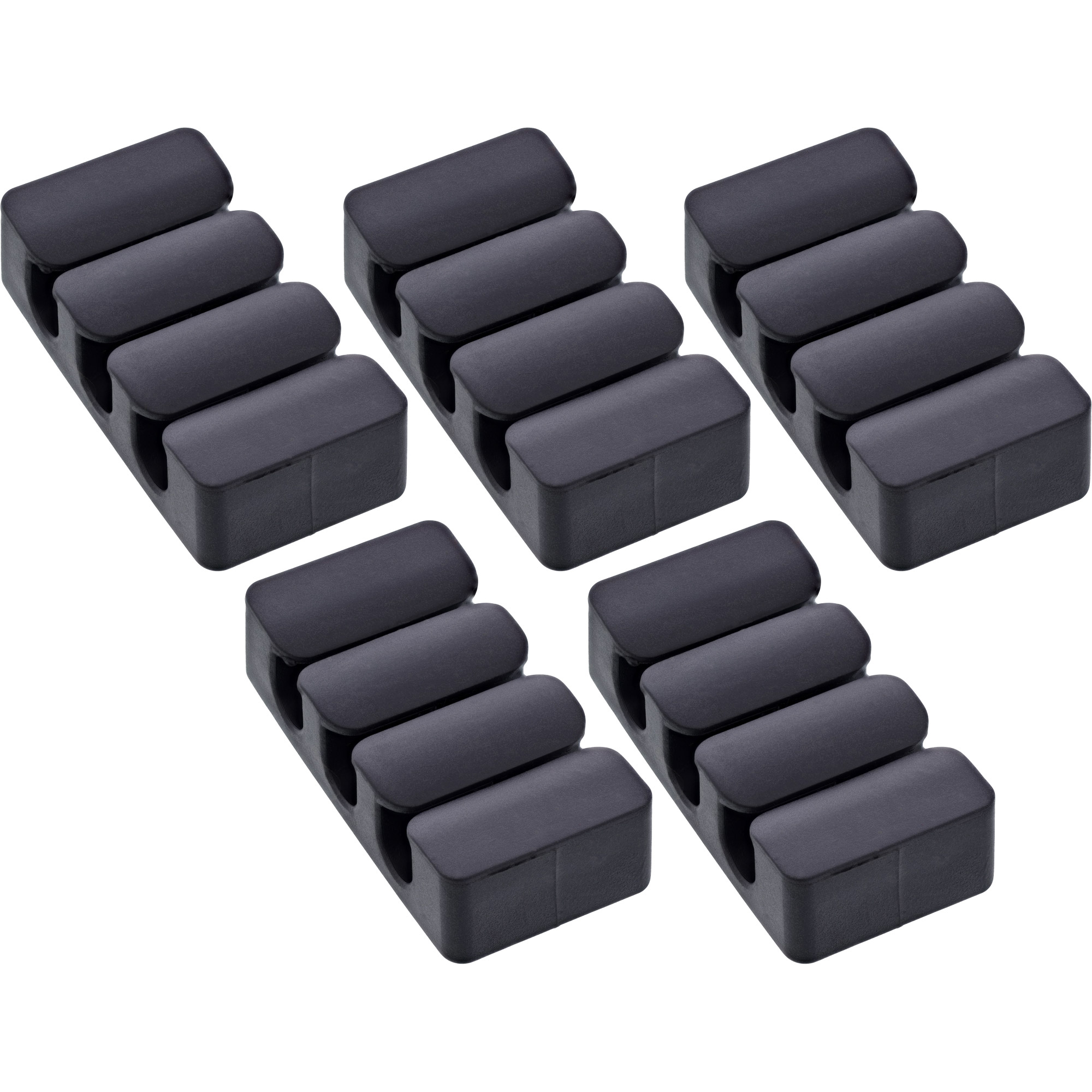InLine 5er Pack Kabelclip - 3-fach - selbstklebend - schwarz5er Pack InLine Kabelclip - 3-fach - selbstklebend - schwarz