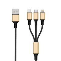 2GO 797152, 3 m, USB B, USB C/Micro-USB B/Lightning, Schwarz, Gold