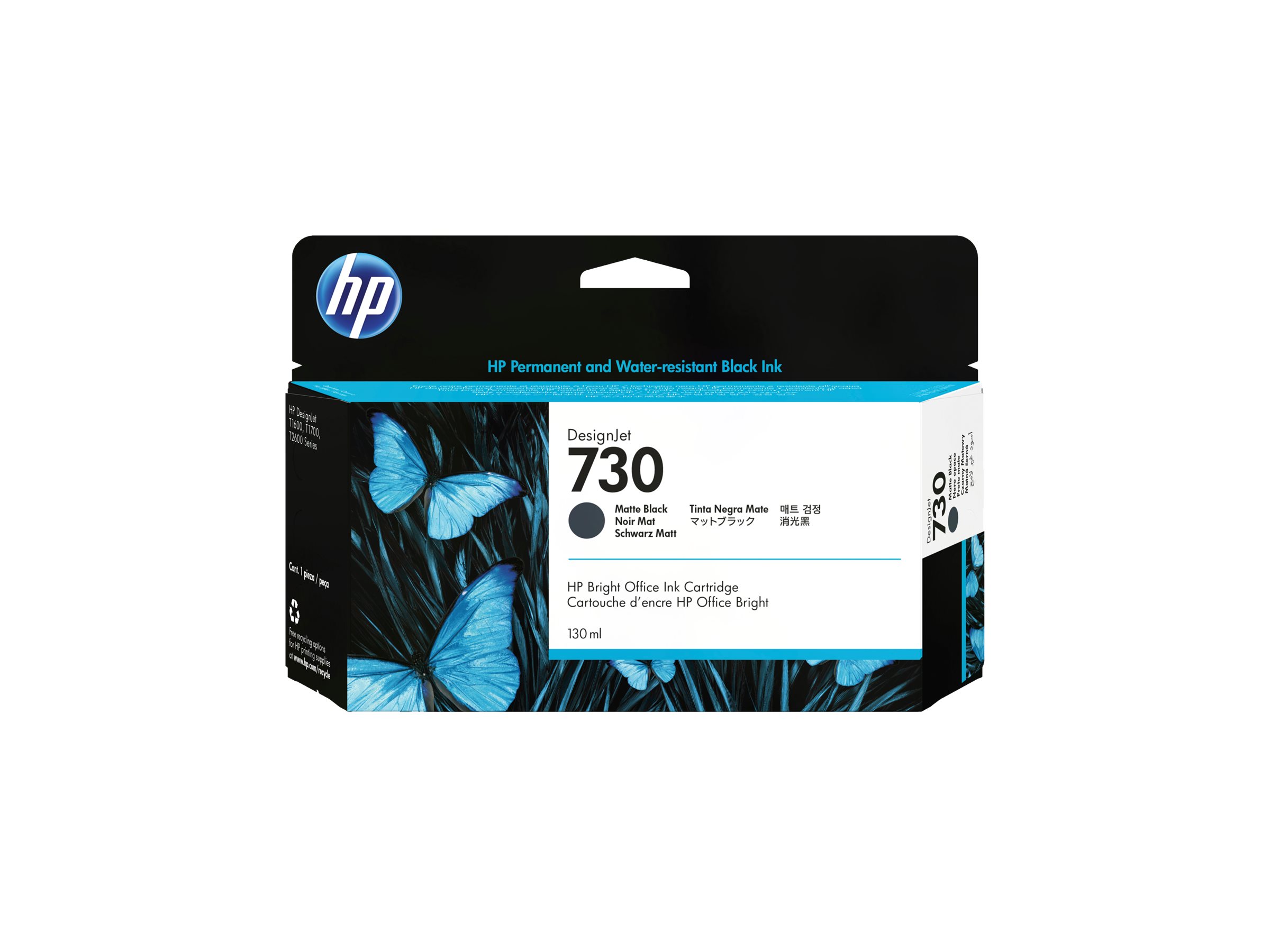 HP 730 - 130 ml - mattschwarz - original - DesignJetTintenpatrone - für DesignJet SD Pro MFP - T1600 - T1600dr - T1700 - T1700dr - T1708 - T1708dr - T2600 - T2600dr