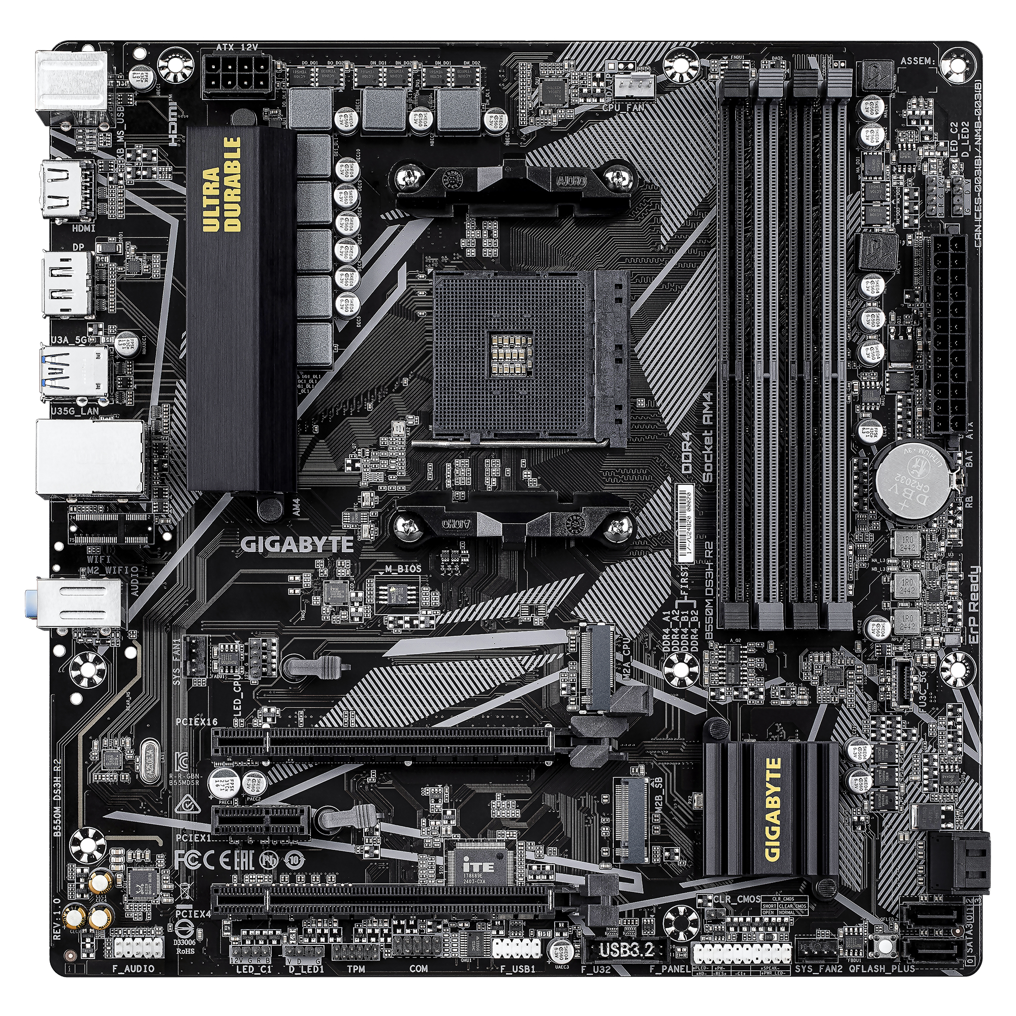 Gigabyte B550M DS3H R2 - Motherboard - micro ATX - Socket AM4 - AMD B550 Chipsatz - USB 3.2 Gen 1 - Gigabit LAN - Onboard-Grafik (CPU erforderlich)HD Audio (8-Kanal)