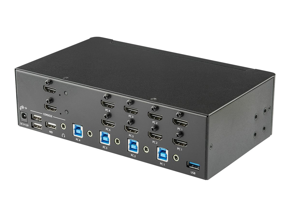 StarTech.com KVM Switch HDMI 4 Port - 4K 30 HzKVM Extender für HDMI - KVM HDMI Umschalter - KVM-/Audio-/USB-Switch - 4 x KVM/Audio/USB - an Rack montierbar