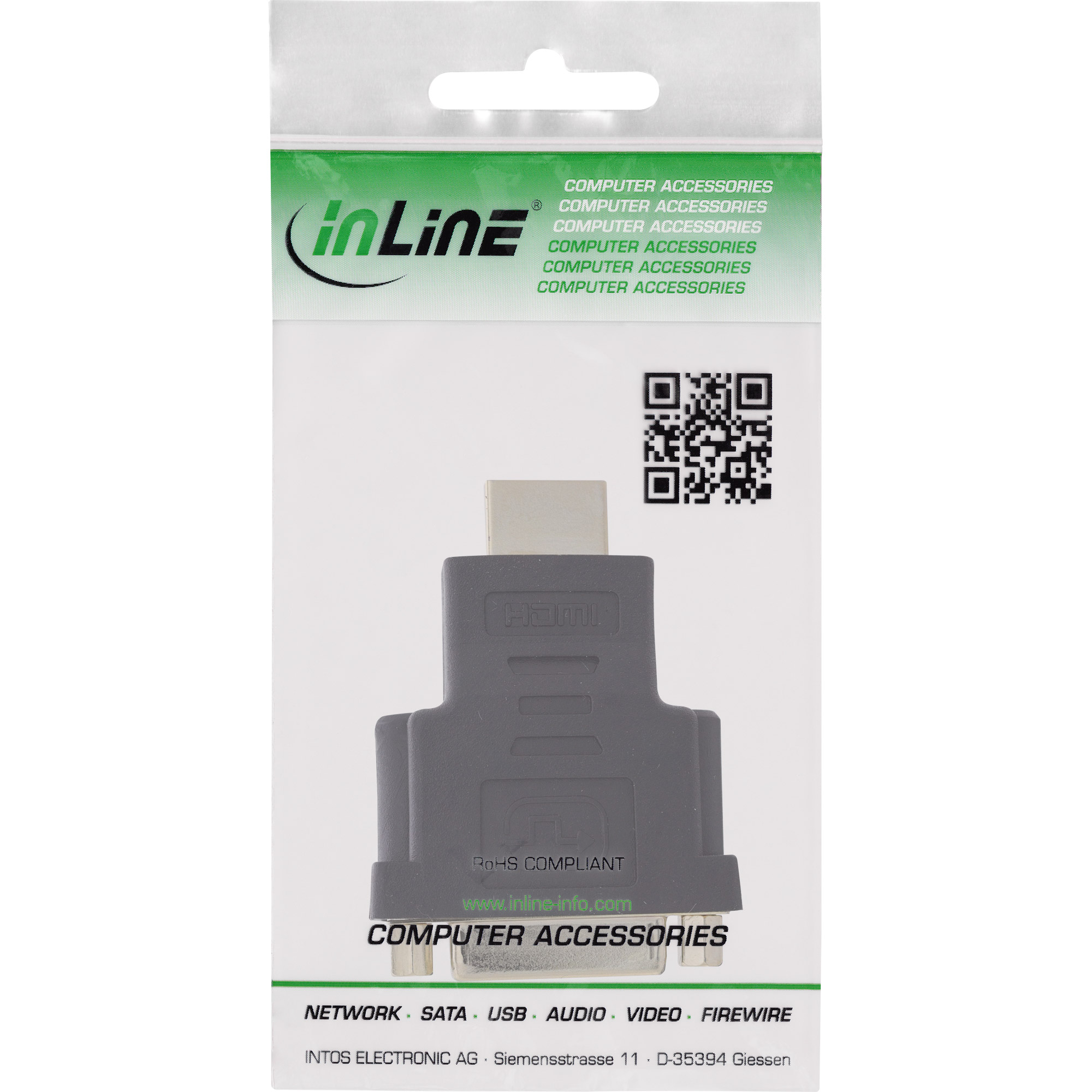 InLine HDMI-DVI Adapter - HDMI Stecker auf DVI Buchse - 4K2Kzu DVI-D weiblich
