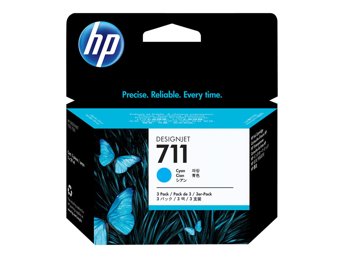 HP 711 - 3er-Pack - 29 ml - Cyan - originalDesignJet - Tintenpatrone - für DesignJet T100 - T120 - T120 ePrinter - T125 - T130 - T520 - T520 ePrinter - T525 - T530