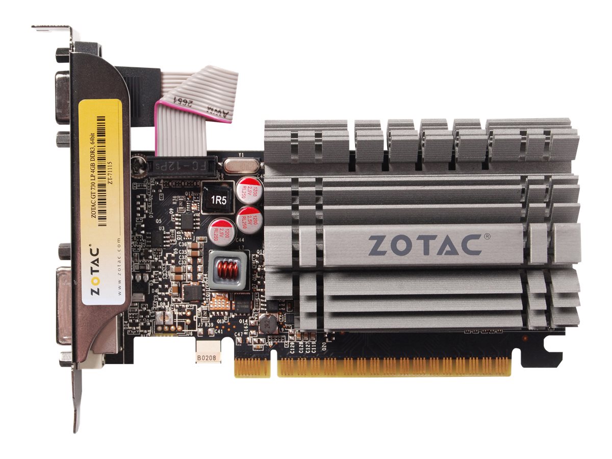 ZOTAC GeForce GT 730 - Grafikkarte - GF GT 7304 GB DDR3 - PCIe 2.0 x16 Low-Profile - DVI - D-Sub - HDMI - ohne Lüfter