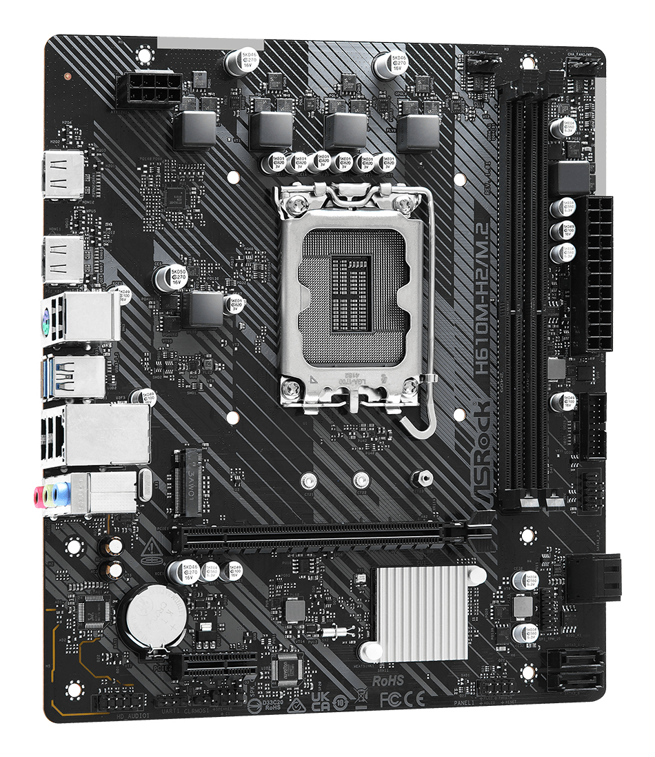 ASRock H610M-H2/M.2, Intel, LGA 1700, Intel Core i3 12th Gen, Intel Core i3 13th Gen, Intel Core i3 14th Gen, Intel Core i5 12th Gen,..., DDR4-SDRAM, 64 GB, DIMMATX - 64 GB - DDR4 - DIMM - SATA - Audi