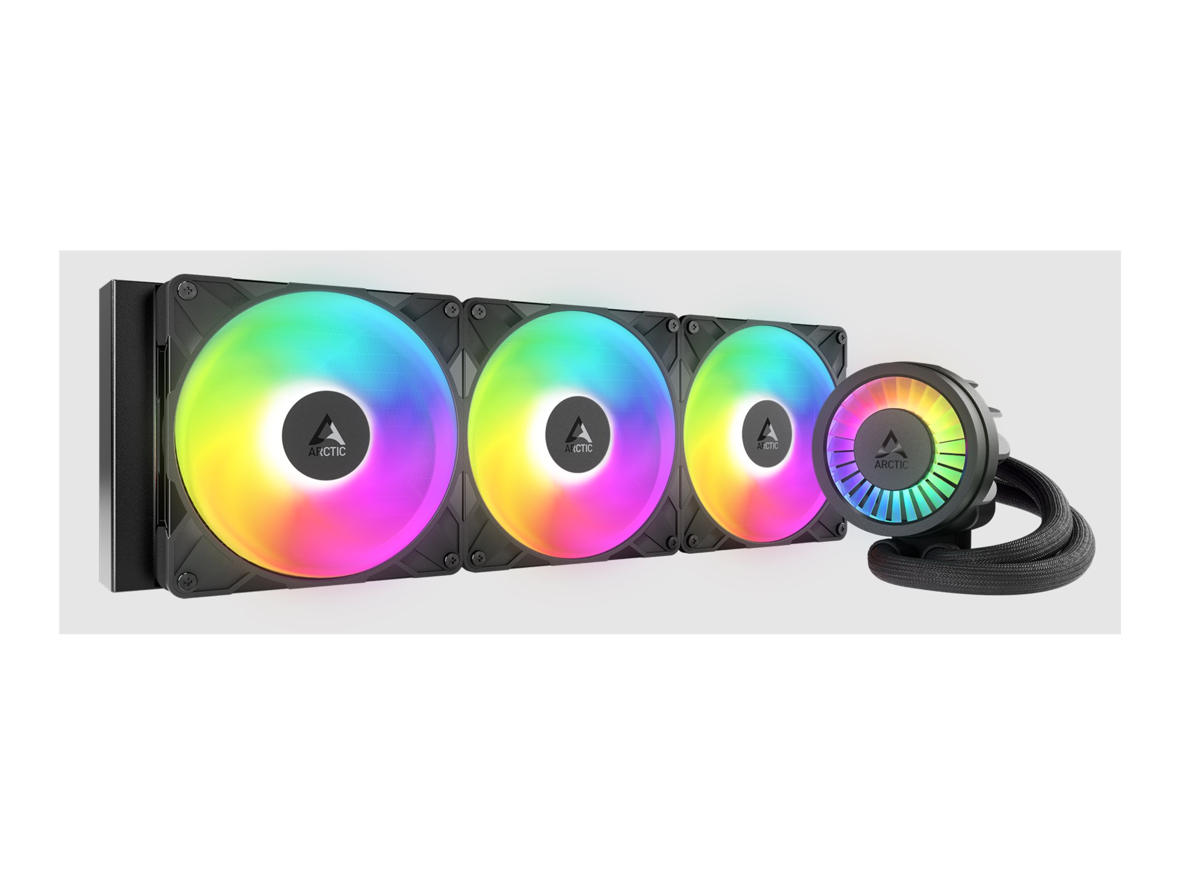 Arctic Liquid Freezer III Pro 420 A-RGB - Prozessor-Flüssigkeitskühlsystem - Kühlergröße: 420 mm - (für: AM5, AM4, LGA1700, LGA1851)Kupfersockel mit Skiving-Kühlfinnen - 140 mm - Schwarz