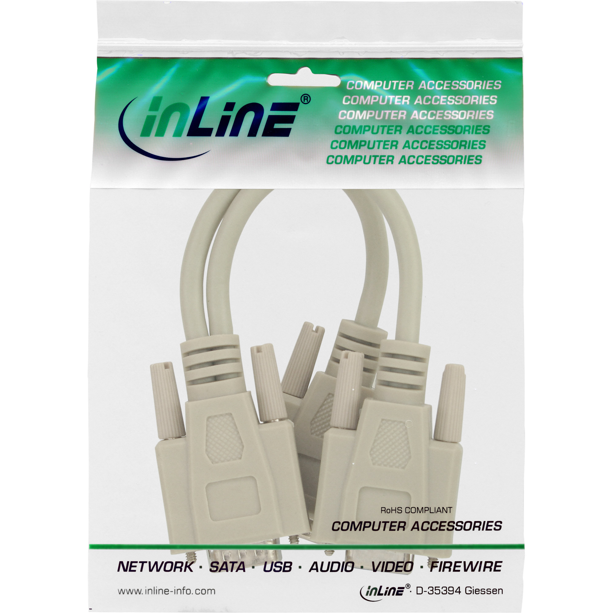 InLine VGA Y-Adapterkabel - VGA Stecker auf 2x VGA Buchse(M) - Daumenschrauben