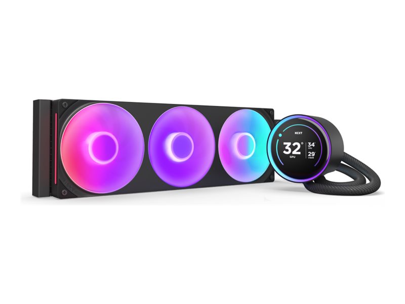 NZXT Kraken Elite 360 RGB - Prozessor-Flüssigkeitskühlsystem - mit LCD-Display - Kühlergröße: 360 mm - (für: LGA1851, LGA1700, LGA1200, LGA115x Socket, AM4, AM5)Kupfer - 120 mm - mattschwarz