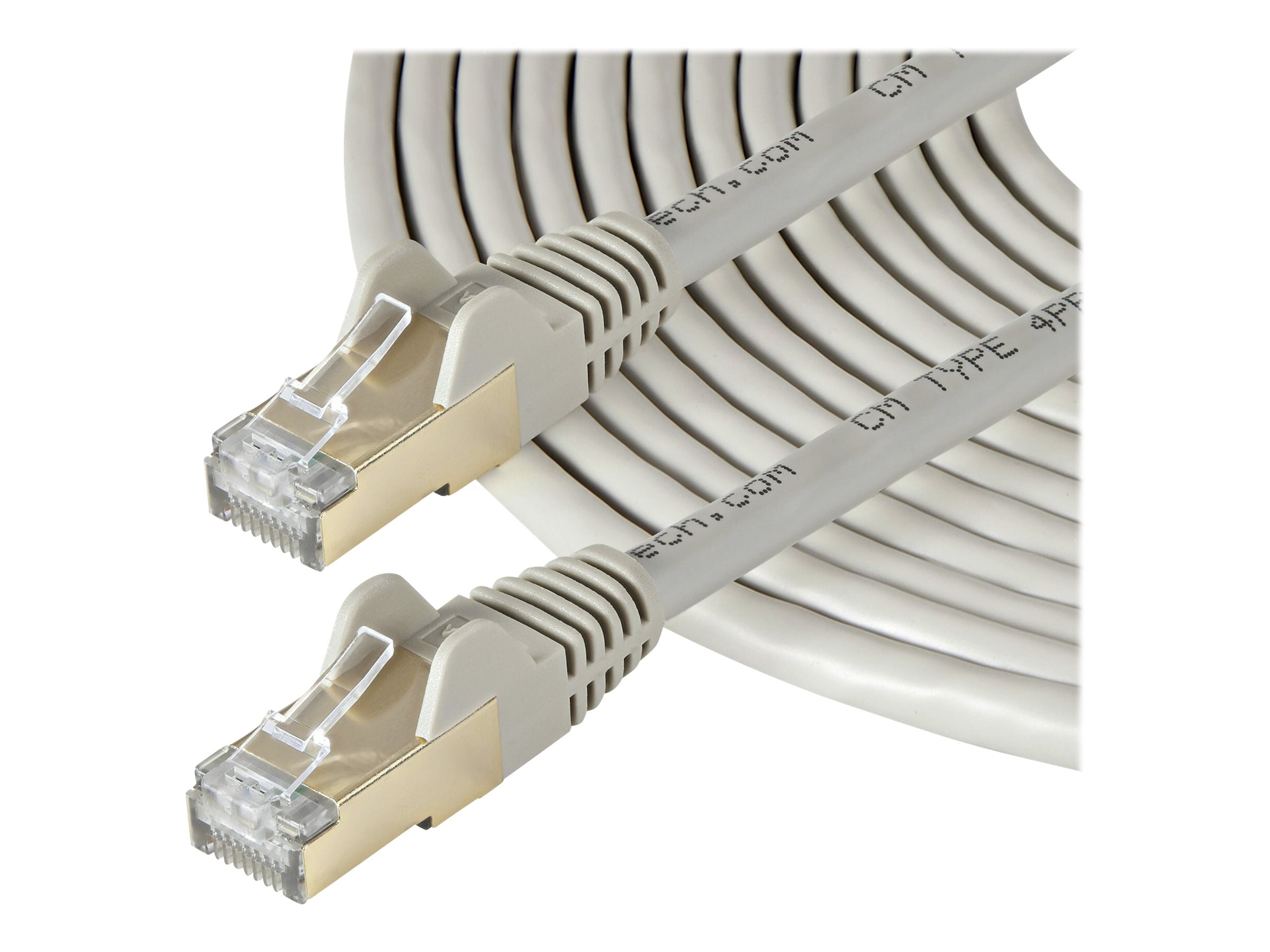 StarTech.com 10m CAT6A Ethernet Cable, 10 Gigabit Shielded Snagless RJ45 100W PoE Patch Cord, CAT 6A 10GbE STP Network Cable w/Strain Relief, Grey, UL Certified Wiring/TIA - Category 6A - 26AWG (6ASPA