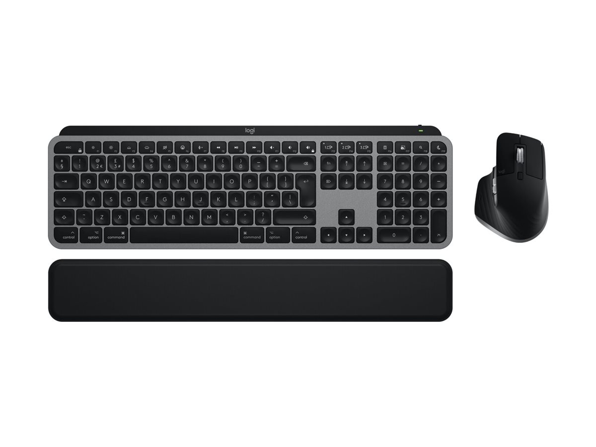 Logitech Master Series MX Keys S Combo for MacTastatur-und-Maus-Set - full size - hinterleuchtet - kabellos - Bluetooth LE - QWERTY - US International - Space-grau