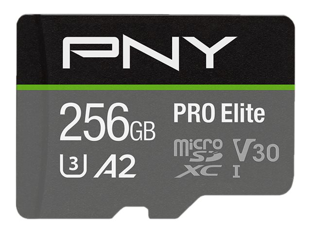 PNY PRO Elite - Flash-Speicherkarte - 256 GBA2 / Video Class V30 / UHS-I U3 / Class10 - microSDXC UHS-I