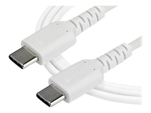 StarTech.com StarTech 1m USB C Charging Cable, Durable Fast Charge & Sync USB 2.0 Type C to USB C Laptop Charger Cord, TPE Jacket Aramid Fiber M/M 60W White, Samsung S10, S20 iPad Pro MS Surface - Hea