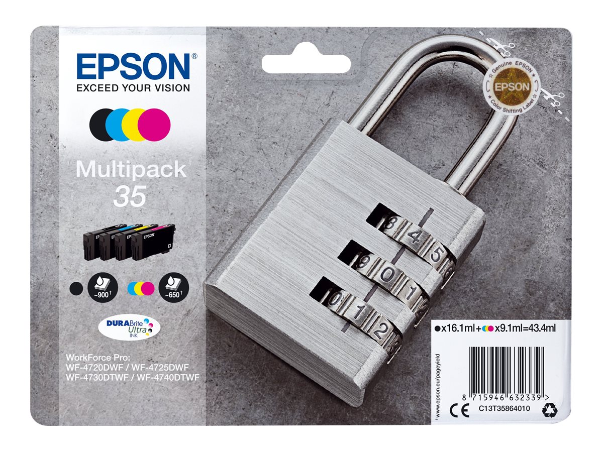 Epson 35 Multipack - 4er-Pack - Schwarz, GelbCyan - Magenta - original - Blisterverpackung - Tintenpatrone - für WorkForce Pro WF-4720 - WF-4720DWF - WF-4725DWF - WF-4730 - WF-4730DTWF - WF-4740 - WF-