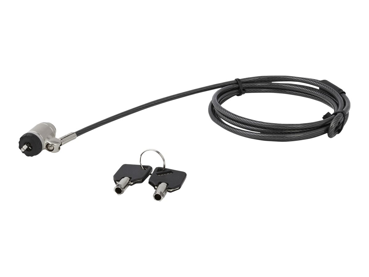 StarTech.com Laptopschloss (Push-to-Lock Taste2 m Stahlkabel - Notebook Diebstahlsicherung - Kabelschloss) - Sicherheitskabelschloss - Schwarz - Silber - 2 m
