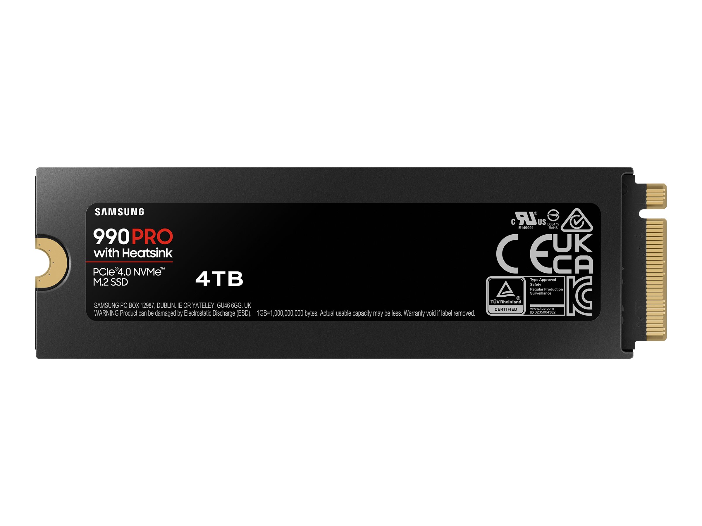 Samsung 990 PRO MZ-V9P4T0GW - SSD - verschlüsselt - 4 TB - intern - M.2 2280 - PCIe 4.0 x4 (NVMe)256-Bit-AES - TCG Opal Encryption 2.0 - integrierter Kühlkörper