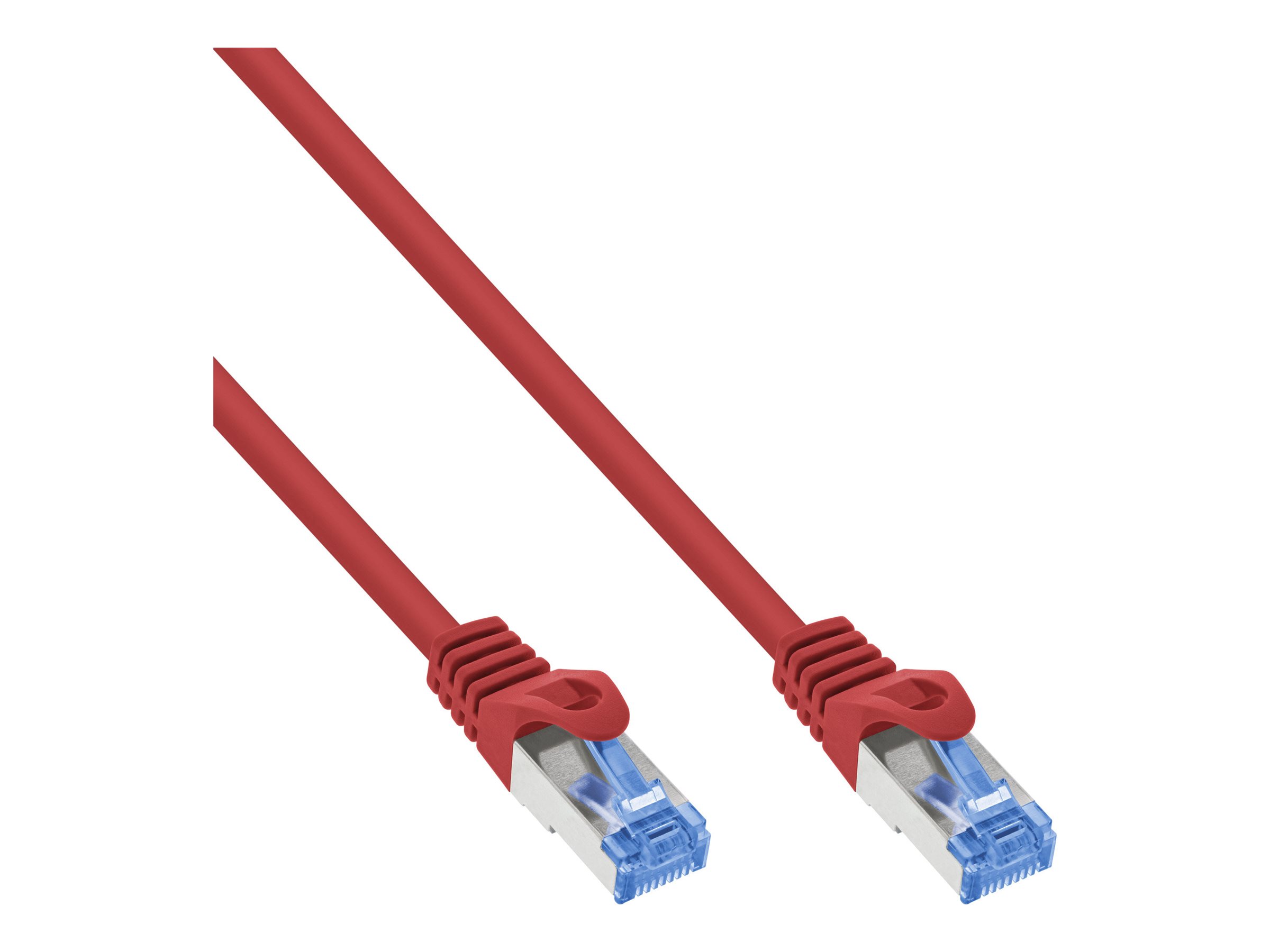 InLine Patchkabel - Cat.6A - S/FTP - TPE (LSZH) - CCA - rot - 1m1 m - 6 mm - S/FTP - PiMF - CAT 6a - IEEE 802.3bt - halogenfrei - ohne Haken - verseilt - Rot