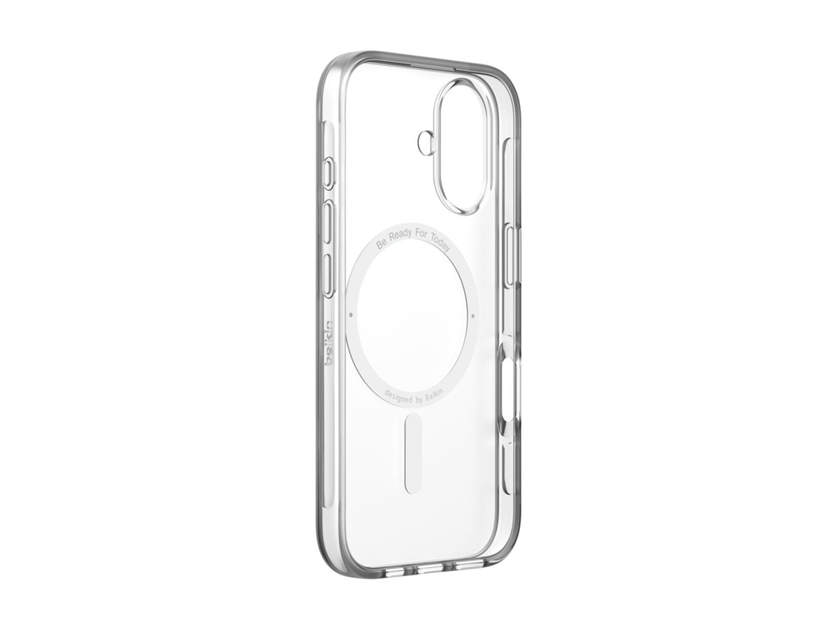 Belkin SheerForce - Hintere Abdeckung für Mobiltelefonmagnetisch - MagSafe-Kompatibilität - Kunststoff - klar - für Apple iPhone 16