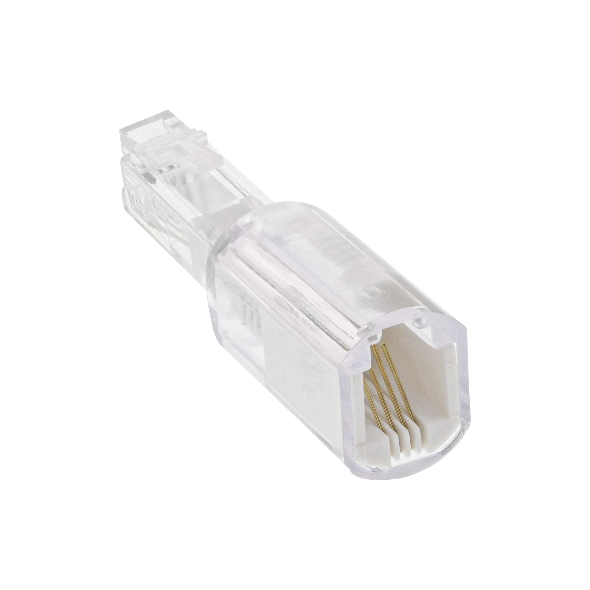 InLine Twist-Stop - Entwirrer für Kabel von Telefonhörer - schmale kurze Bauformzu RJ-10 (M) - durchsichtig