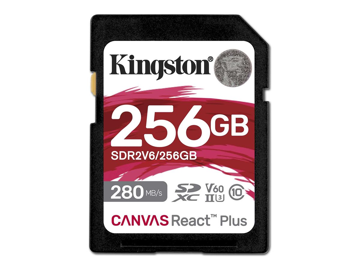 Kingston Canvas React Plus - Flash-Speicherkarte256 GB - Video Class V60 / UHS-II U3 / Class10 - SDXC UHS-II