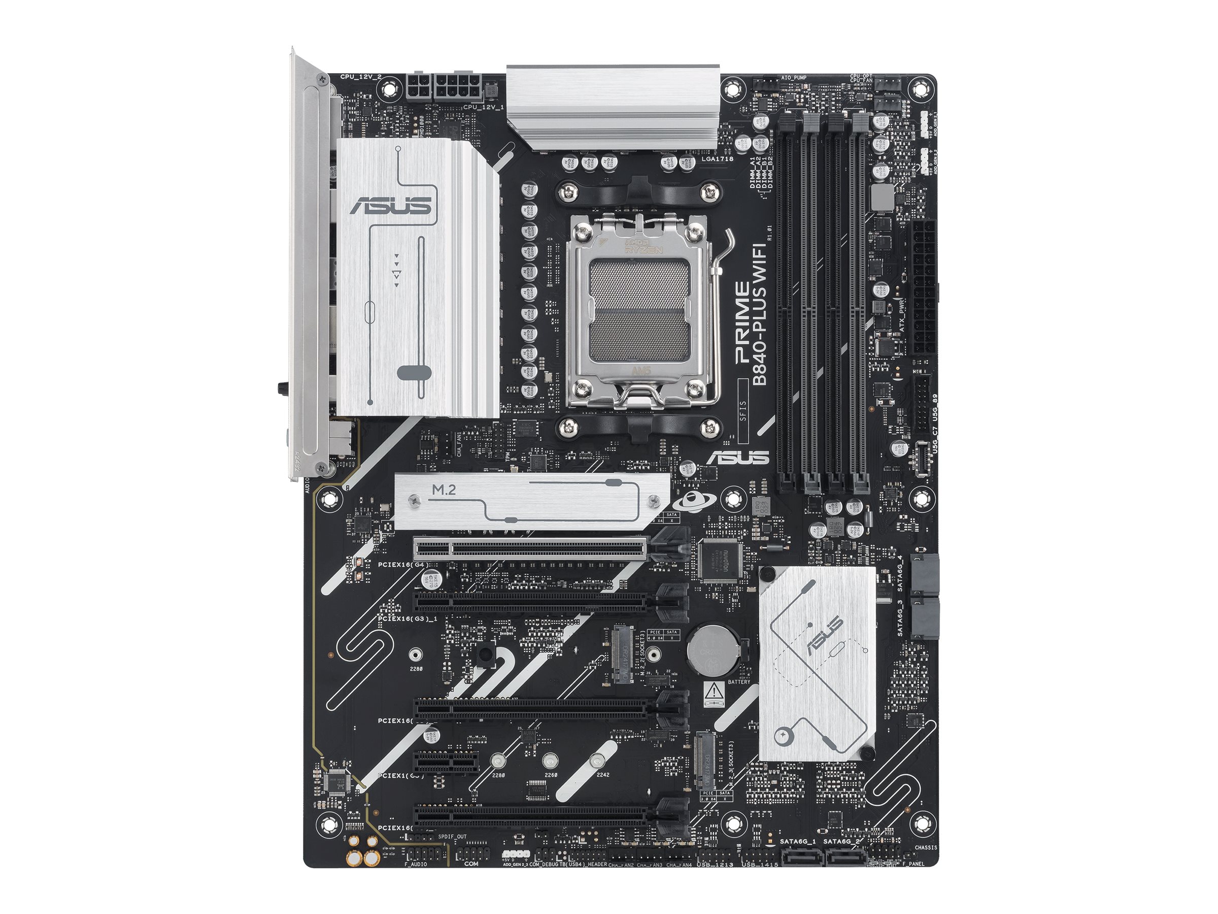 ASUS PRIME B840-PLUS WIFI - Motherboard - ATX - Socket AM5 - AMD B840 Chipsatz - USB-C 3.2 Gen 1, USB 3.2 Gen 1 - 2.5 Gigabit LAN, Bluetooth, Wi-Fi 6E - Onboard-Grafik (CPU erforderlich)HD Audio (8-Ka