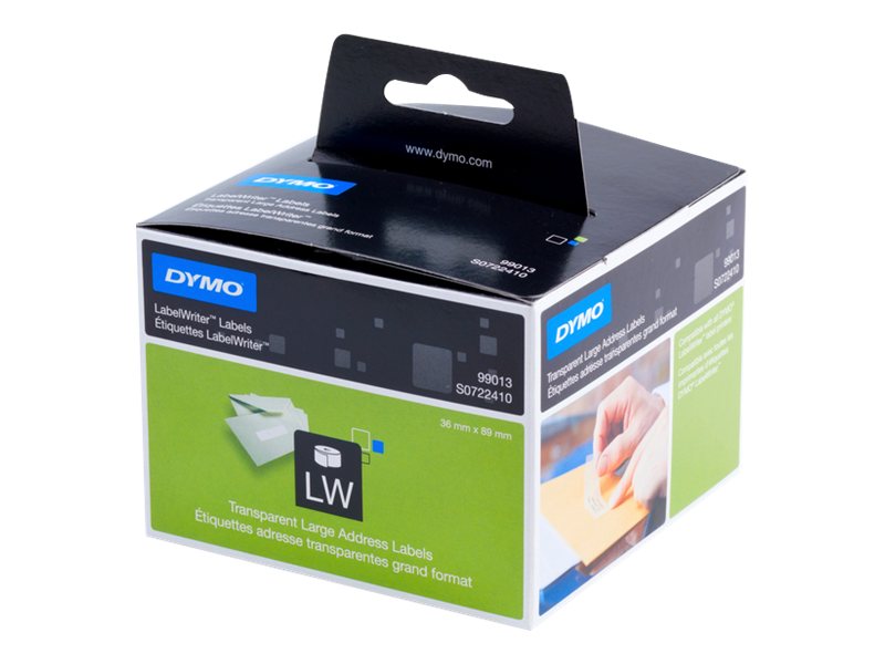 Dymo LabelWriter - Kunststoff - permanenter Klebstoff - durchsichtig - 36 x 89 mm 260 Etikett(en) (1 Rolle(n)x 260 Adressetiketten - für DYMO LabelWriter 310 - 315 - 320 - 330 - 400 - 450 - 4XL - SE45