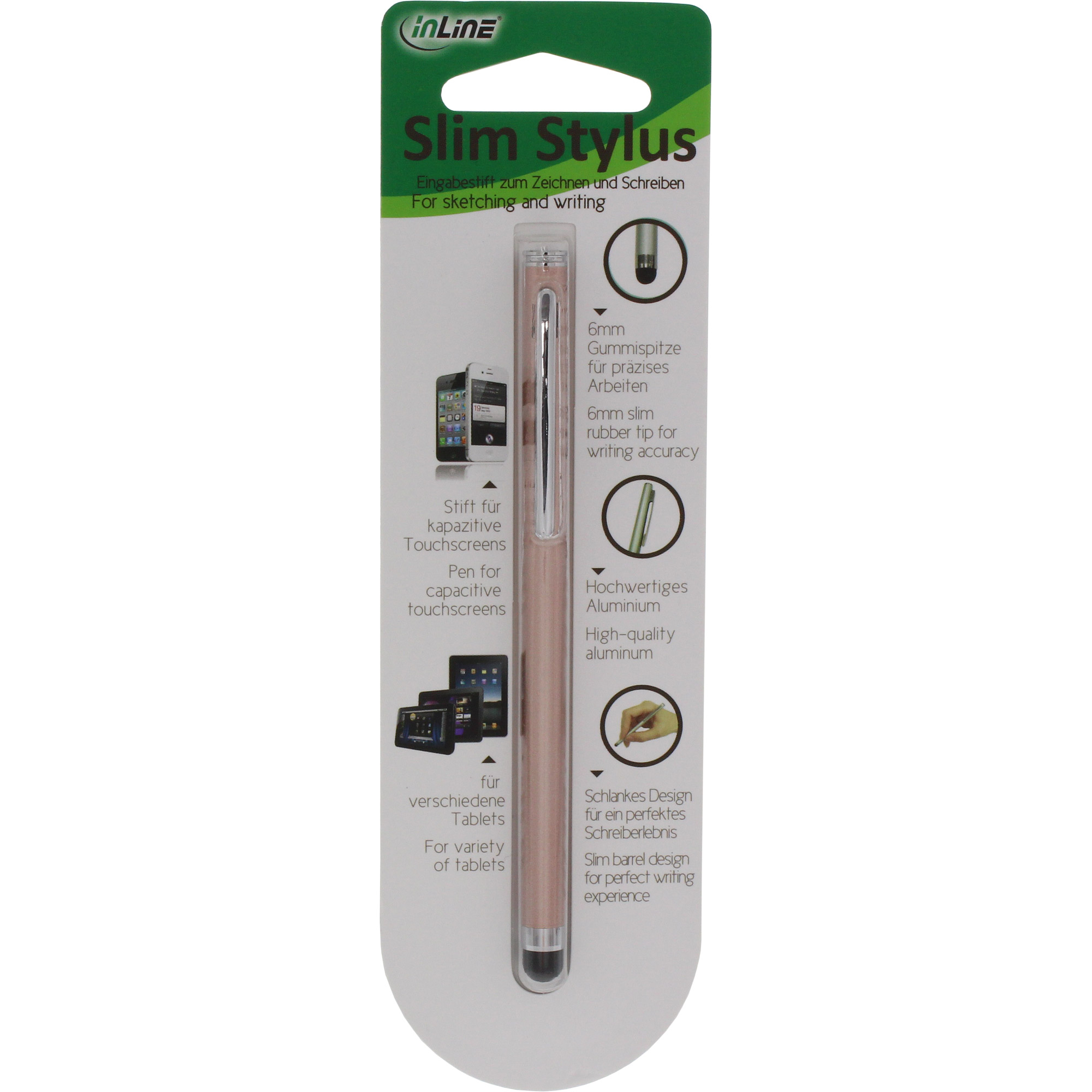 InLine Stylus - Stift für Touchscreens von Smartphone und Tablet - roseé