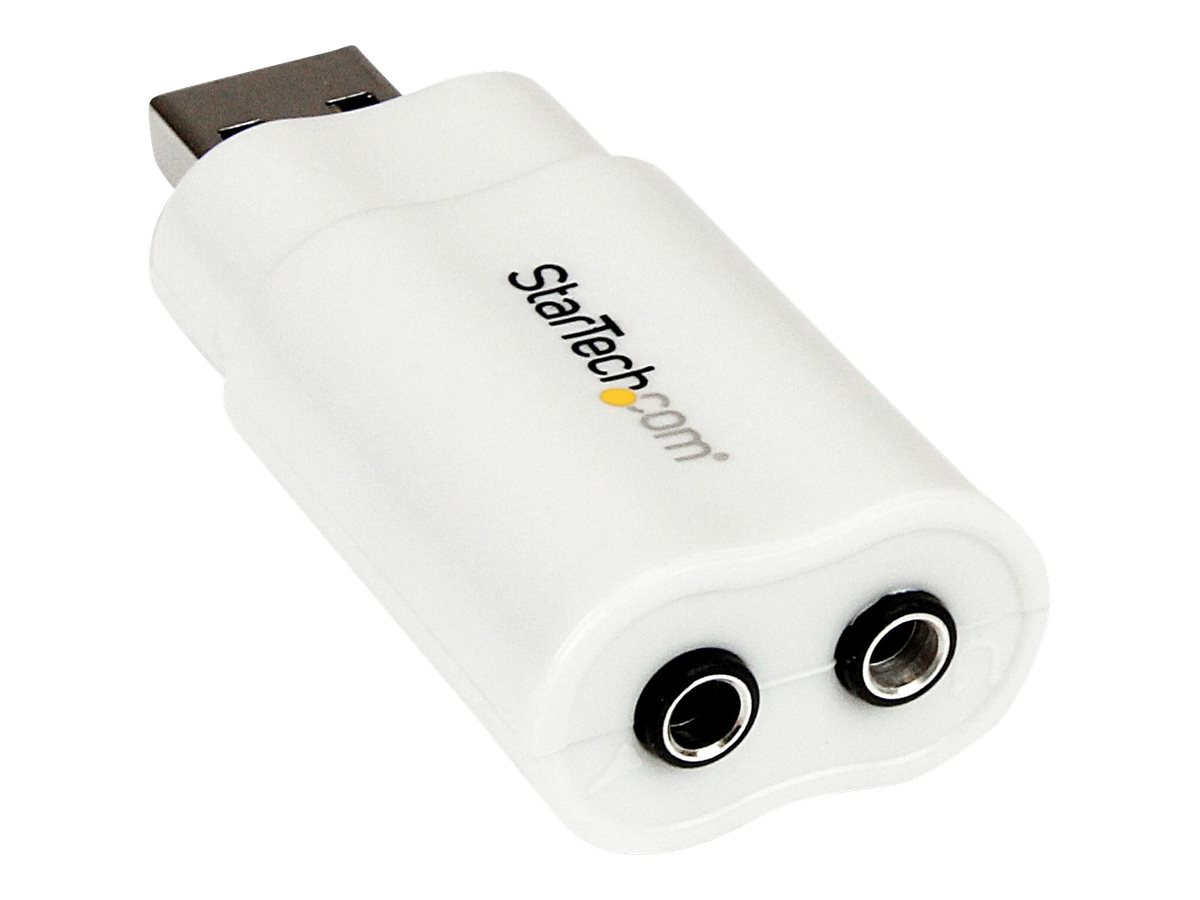 StarTech.com USB Audio Adapter - USB auf Soundkarte in weiß - Soundcard mit USB (Stecker)und 2x 3,5mm Klinke extern - Soundkarte - Stereo - USB 2.0 - für P/N: MU15MMS - MU6MMS