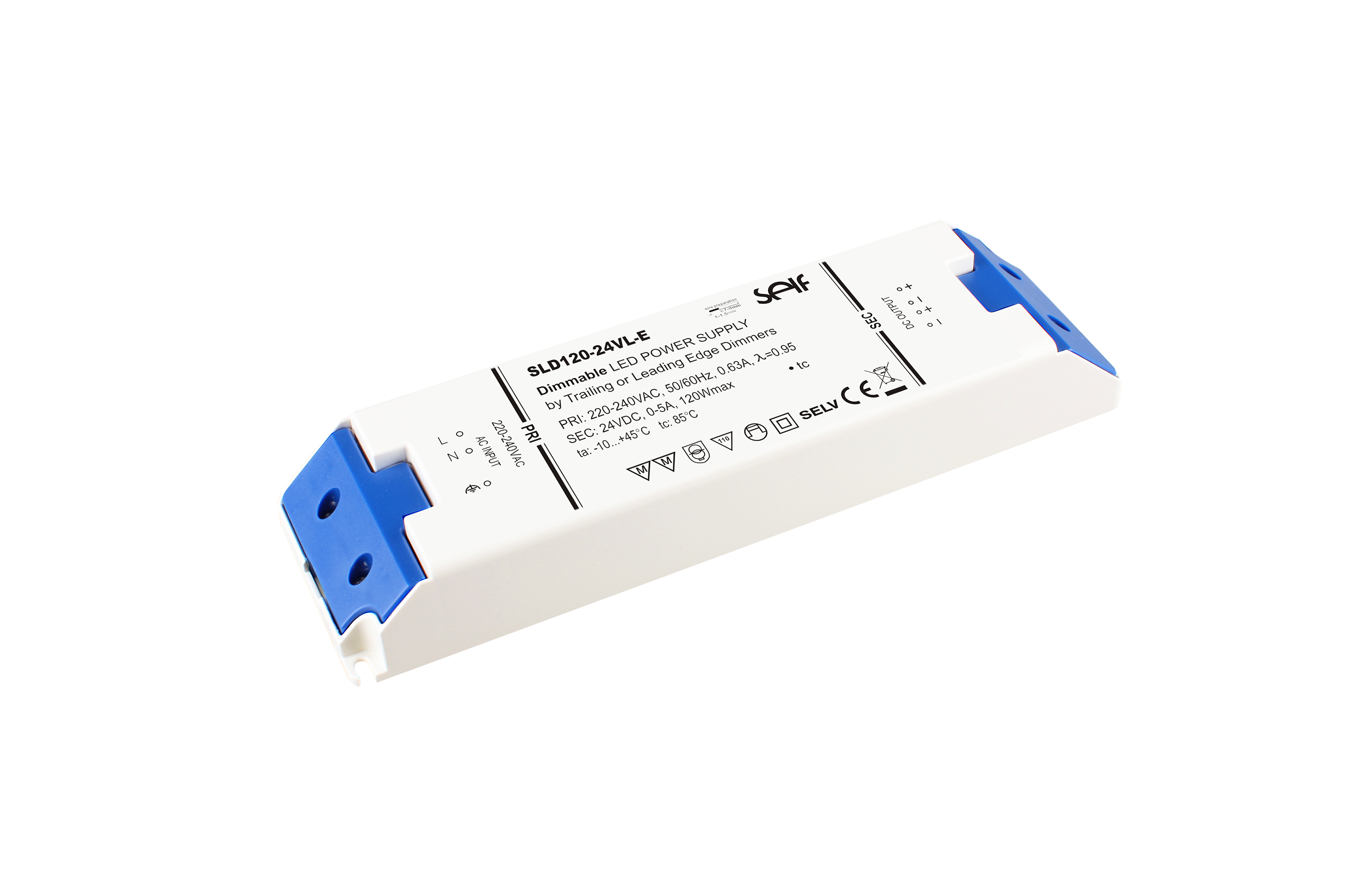 SELF Electronics SLD120-24VL-E, 120 W, IP20, 30000 h, -20 - 45 °C, 220 ...