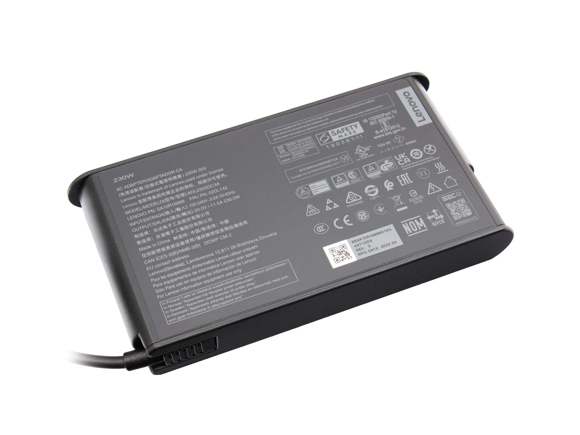 Lenovo ThinkPad 230W Slim AC Adapter (Slim-tip)Netzteil - Wechselstrom 90-265 V - 230 watt - Schwarz - für ThinkPad P1 Gen 5; P15v Gen 2; P15v Gen 3; T15p Gen 2; T16 Gen 4; X1 Extreme Gen 5