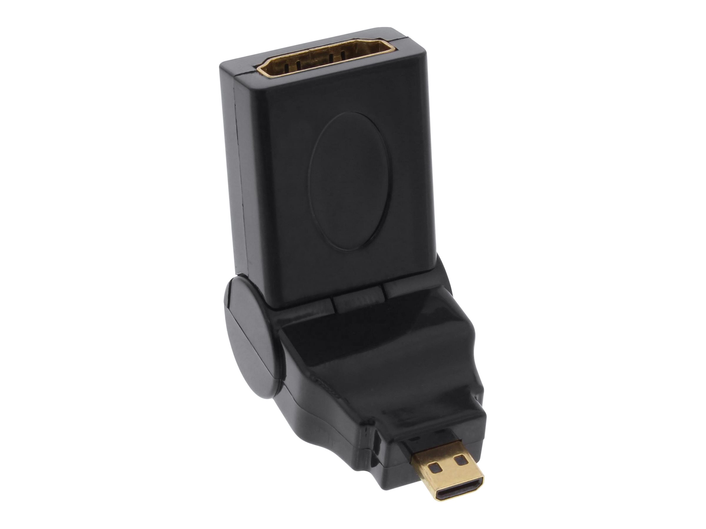 InLine HDMI Adapter - HDMI A Buchse auf Micro HDMI D Stecker - flexibel - 4K2KD männlich zu HDMI weiblich - Schwarz - 180° drehbarer Stecker