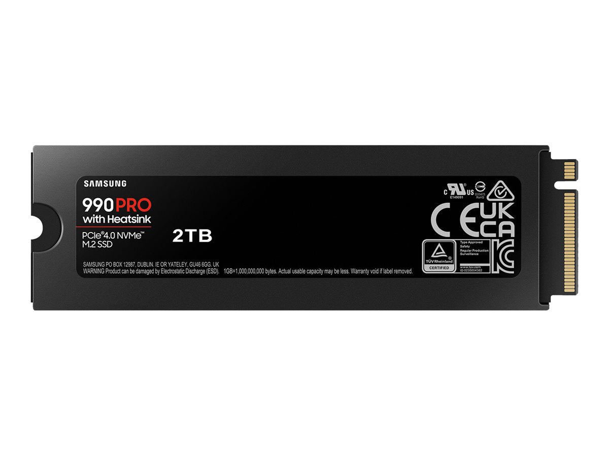Samsung 990 PRO MZ-V9P2T0CW - SSD - verschlüsselt - 2 TB - intern - M.2 2280 - PCIe 4.0 x4 (NVMe)256-Bit-AES - TCG Opal Encryption 2.0 - integrierter Kühlkörper